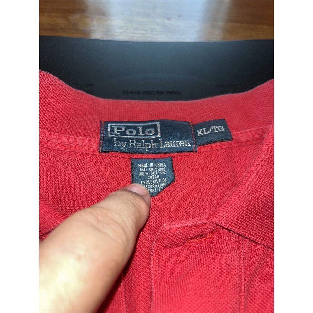 Men's Extra Large Polo Ralph Lauren l/s Shirt Red w/ Blue Pony